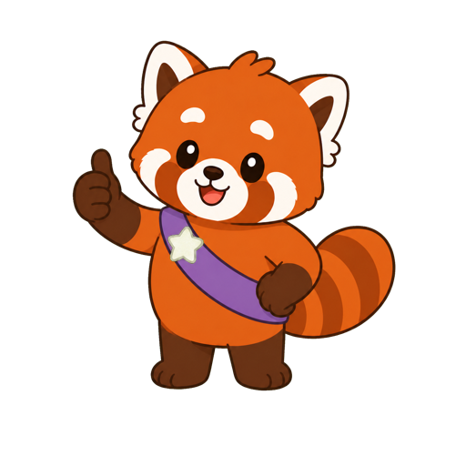 Yoo the red panda giving a proud thumbs-up